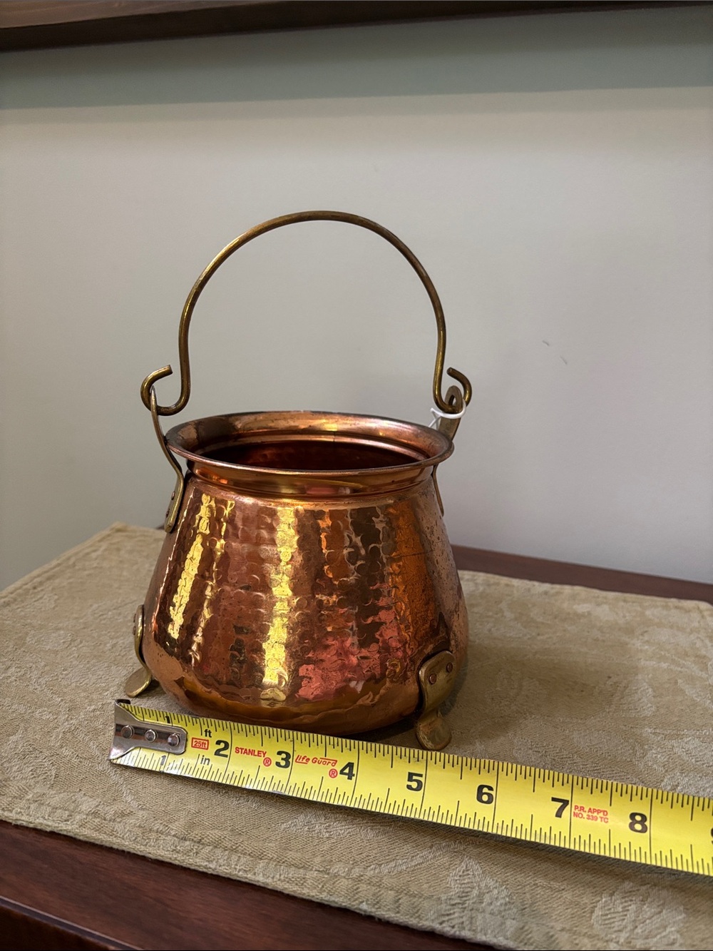 Hammered Copper Cauldron Pitcher with Brass Handle - Copper - Picture 3 of 5